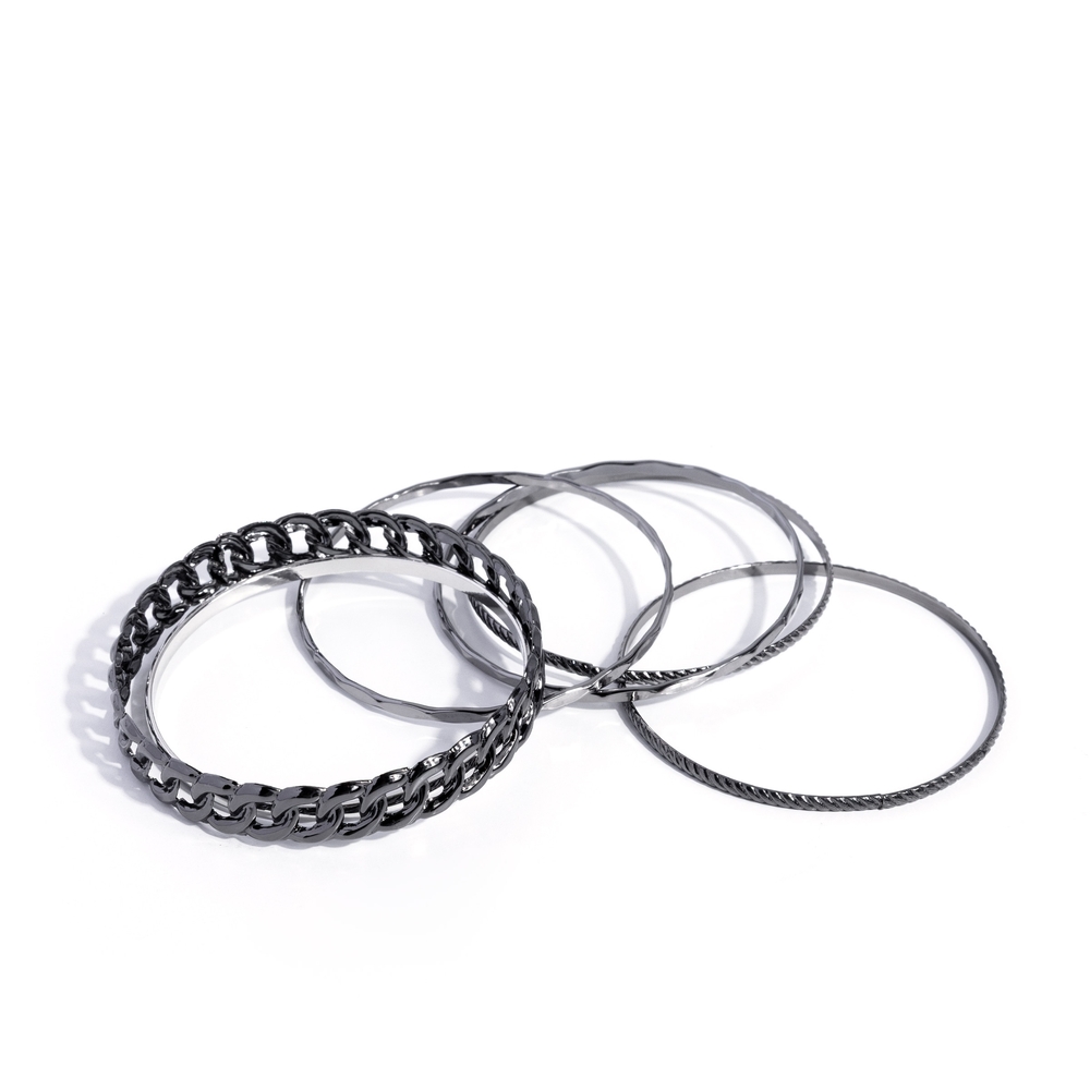Paparazzi Sleek Silver Bracelet Set Bangle Brillance Fashion Jewelry
